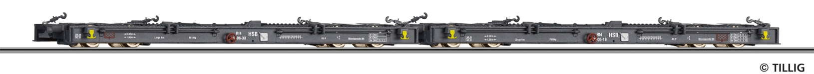 Tillig 05974 - H0e - 2-tlg. Set Rollwagen, HSB, Ep. V